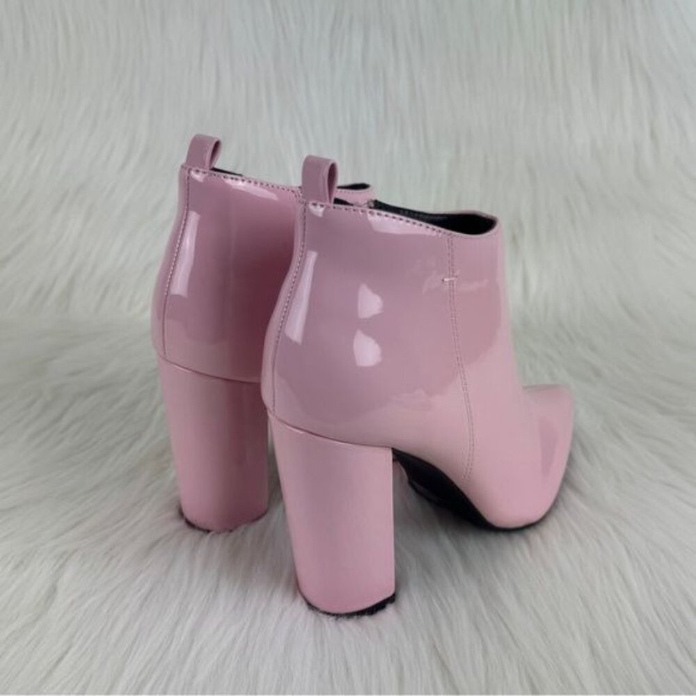 New Women's Qupid Signal Block Heel Low Pointed Toe Ankle Bootie Baby Pink - Picture 5 of 12